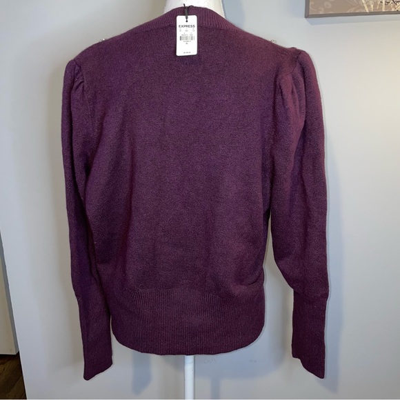 NWT Express Purple Jeweled V Neck Sweater - Picture 3 of 7